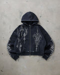 zip-up graphic design hoodie